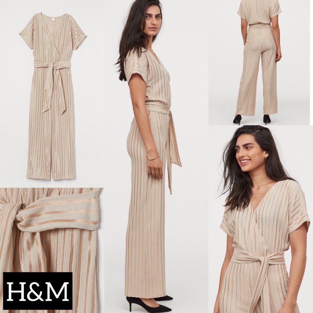 H&M jumpsuit beige and gold
